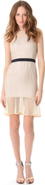 Charlotte Ronson Net Paneled Flounce Dress - Lyst