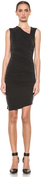 Helmut Lang Tuck Cupro Dress in Black - Lyst