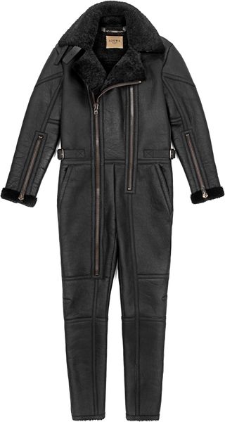 Loewe Black Sheepskin Jumpsuit - Lyst