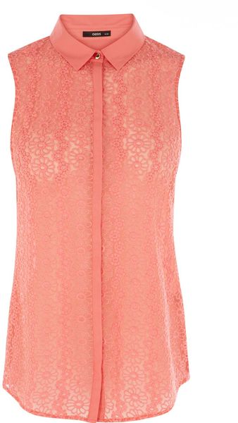 Oasis Lace Tie Front Shirt - Lyst