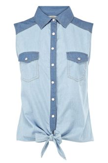 Oasis Contrast Tie Front Shirt - Lyst