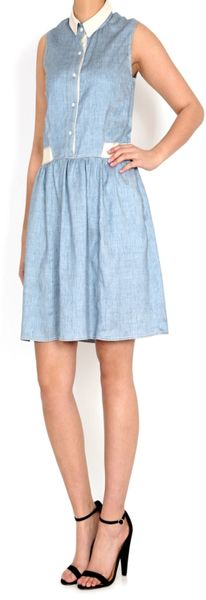 Sea Sleeveless Button Up Light Denim Dress In Blue Denim Lyst