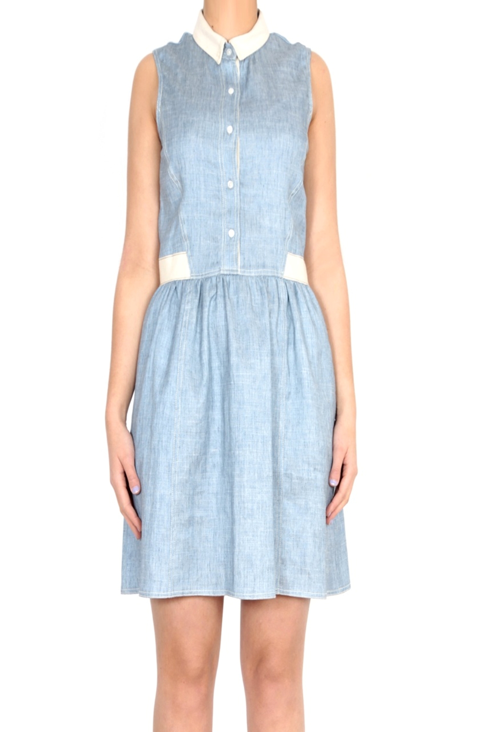 Sea Sleeveless Button Up Light Denim Dress In Blue Denim Lyst