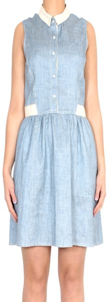 Sea Ny Sleeveless Button Up Light Denim Dress - Lyst
