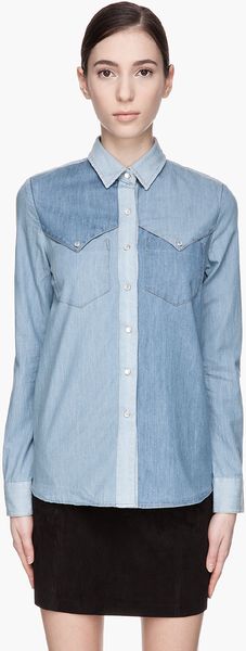 Surface To Air Pale Bleached Blue Amy Denim Blouse - Lyst