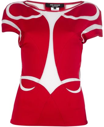 Junya Watanabe Mesh Panel T-Shirt - Lyst