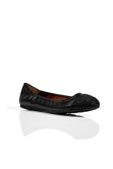 Marc By Marc Jacobs Black Leather Woven Raffia Cap Toe Flats - Lyst