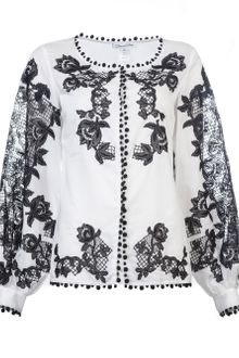 Oscar de la Renta Lace Inset Blouse - Lyst