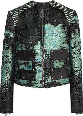 Proenza Schouler Leather Trimmed Bouclé Tweed Jacket - Lyst