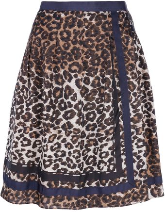 Sacai Leopard Print A Line Skirt - Lyst