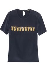 Sophie Hulme Pinapple Appliquéd Silk Top