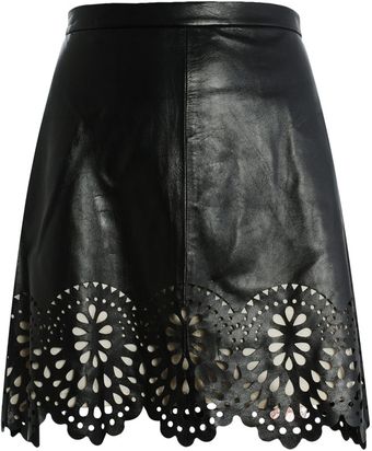 Lover Laser-Cut Leather Skirt - Lyst