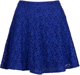 Topshop Indigo Lace Skater Skirt - Lyst