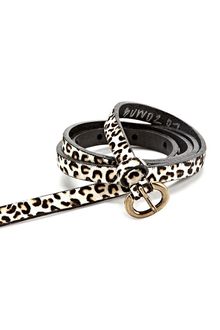 Lucky Brand Leopard Calf Hair Skinny Belt - Lyst