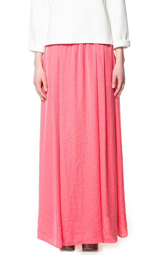 zara long satin skirt