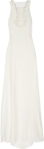 Alexander McQueen Silk-Crepe and Lace Gown - Lyst