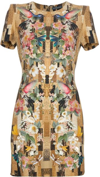 Alexander McQueen Structured Shoulder Dress - Lyst