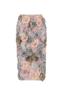 Dries Van Noten Sherian Midi Skirt with Gathered Floral Appliqué - Lyst