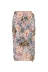 Dries Van Noten Sherian Midi Skirt with Gathered Floral Appliqué
