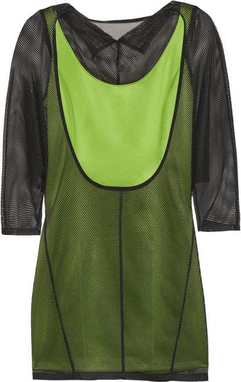 Junya Watanabe Layered Mesh and Neon Jersey Mini Dress - Lyst