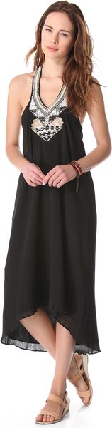 Love Sam Gauze Beaded Halter Maxi Dress - Lyst