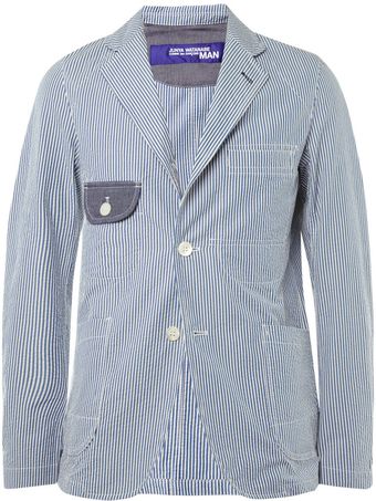 Junya Watanabe Unstructured Striped Cotton Seersucker Blazer - Lyst