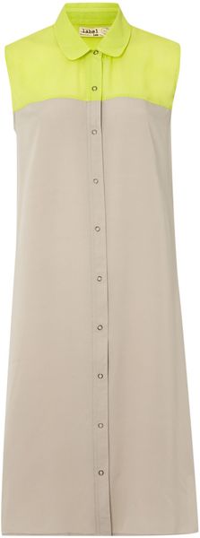 Label Lab Colour Block Shirt Dress - Lyst