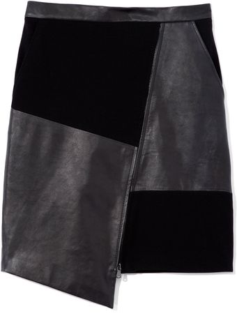 Tibi Patchwork Leather Skirt - Lyst