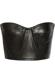 Balmain Cropped Underwired Leather Bustier - Lyst