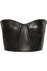 Balmain Cropped Underwired Leather Bustier