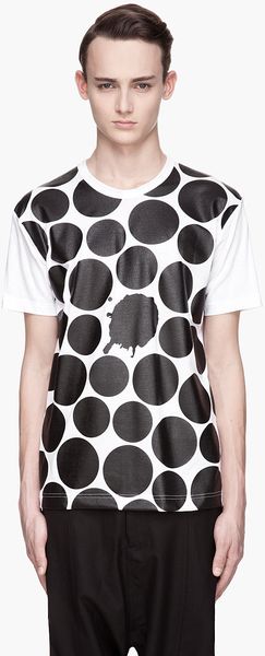 Comme Des Garçons White Cotton Jersey Spot Pattern Tshirt - Lyst