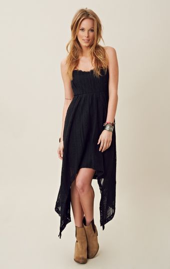 Free People Lace Hi Low Strapless Dress - Lyst