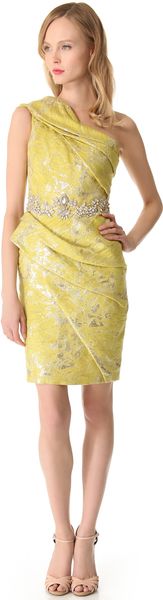 Marchesa One Shoulder Cocktail Dress - Lyst