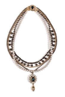 Mawi Antique Pearl and Crystal Necklace in Grey - Lyst