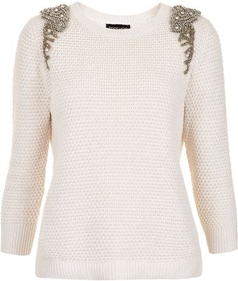 Topshop Knitted Embellished Jumper - Lyst