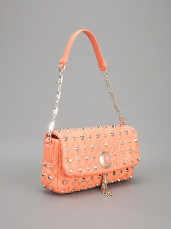 Versace Quilted Studded Shoulder Bag - Lyst