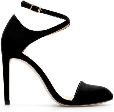 Zara High Heel Vamp Shoe with Ankle Strap in Black | Lyst