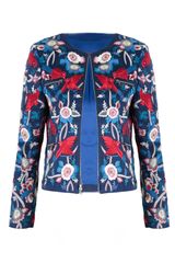 Alice + Olivia Giulia Embroidered Zipped Boxed Jacket