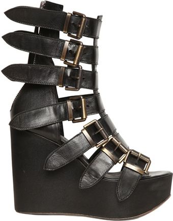 BB Bruno Bordese 120mm Belted Calfskin Boot Wedges - Lyst