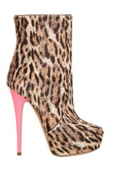 Casadei 140mm Leopard Ponyskin Neon Boots