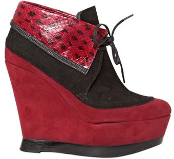 Edmundo Castillo 120mm Marlene Suede Snake Wedges - Lyst