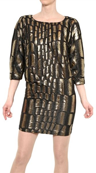 Jay Ahr Silk Brocade Dress - Lyst