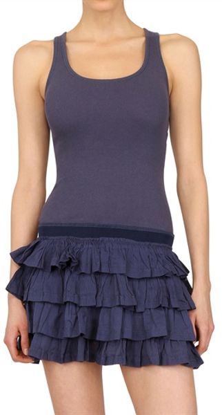 Superdry Ruffled Ribbed Cotton Dress - Lyst