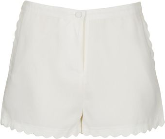 Topshop Scallop Hem Shorts - Lyst