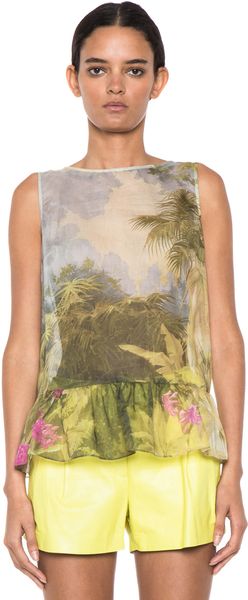 Valentino Tropical Landscape Print Top in Felce - Lyst