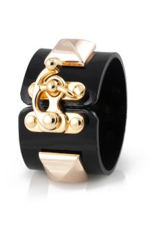 Fallon Jewelry Classique Xl Pyramid Latch Cuff Black Patent - Lyst