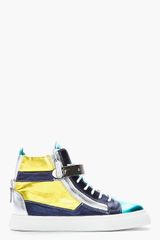 Giuseppe Zanotti Metallic Teal and Yellow London Donna Sneakers