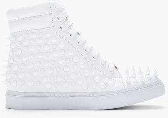 Jeffrey Campbell White Alva Studded Hightop Sneakers - Lyst