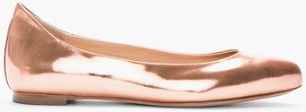 McQ by Alexander McQueen Metallic Rose Gold Leather Pointy Toe Flats - Lyst
