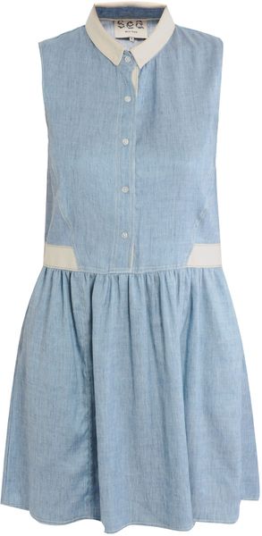 Sea Ny Denim Buttonup Dress - Lyst